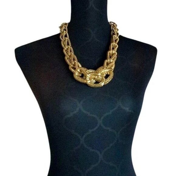 Vintage Graziano CN Gold-Tone Braided Statement Necklace Italy - Picture 2 of 7